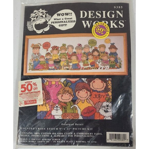 Our Family Personalized Cross Stitch Kit! 1994! GAY MARTHA ZURICH! DESIGN WORKS - Picture 2 of 7